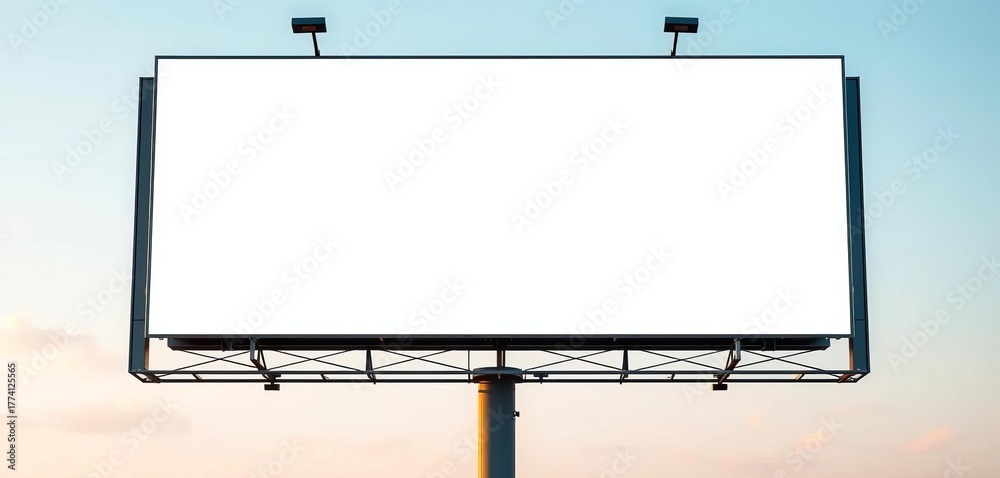 Obraz premium Clean, modern billboard on a clear sky background, promotion, horizon