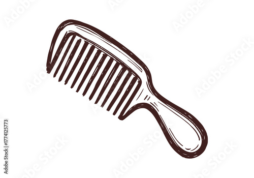 Hair Comb hand drawn simple sketch vector illustration