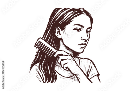 Hair Comb hand drawn simple sketch vector illustration