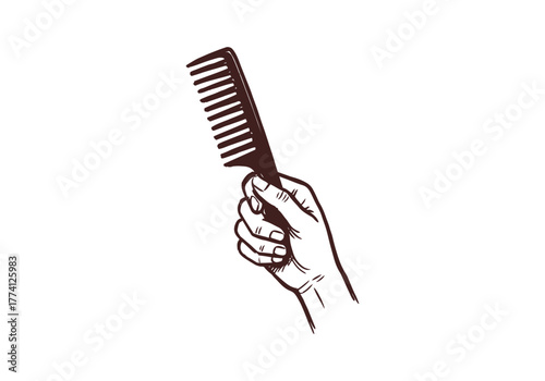Hair Comb hand drawn simple sketch vector illustration