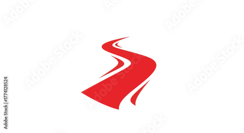 Abstract red road graphic element on white background conceptual design