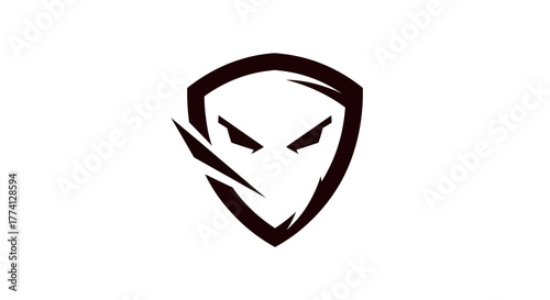 Abstract shield icon with aggressive eyes security protection and defense
