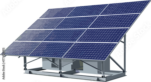 Large-scale photovoltaic solar panel array for renewable energy generation, illustrating sustainable technology and clean power production with modern efficiency