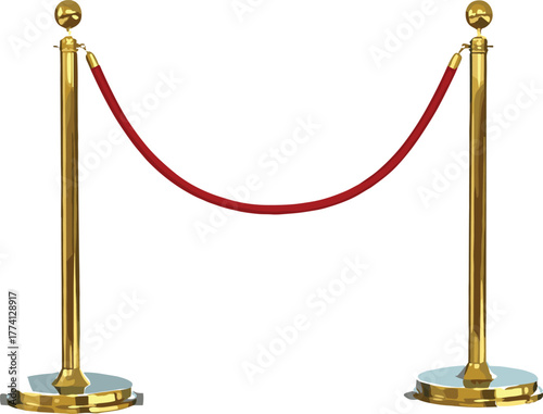 Elegant Gold Stanchions with Red Velvet Rope A Touch of Class