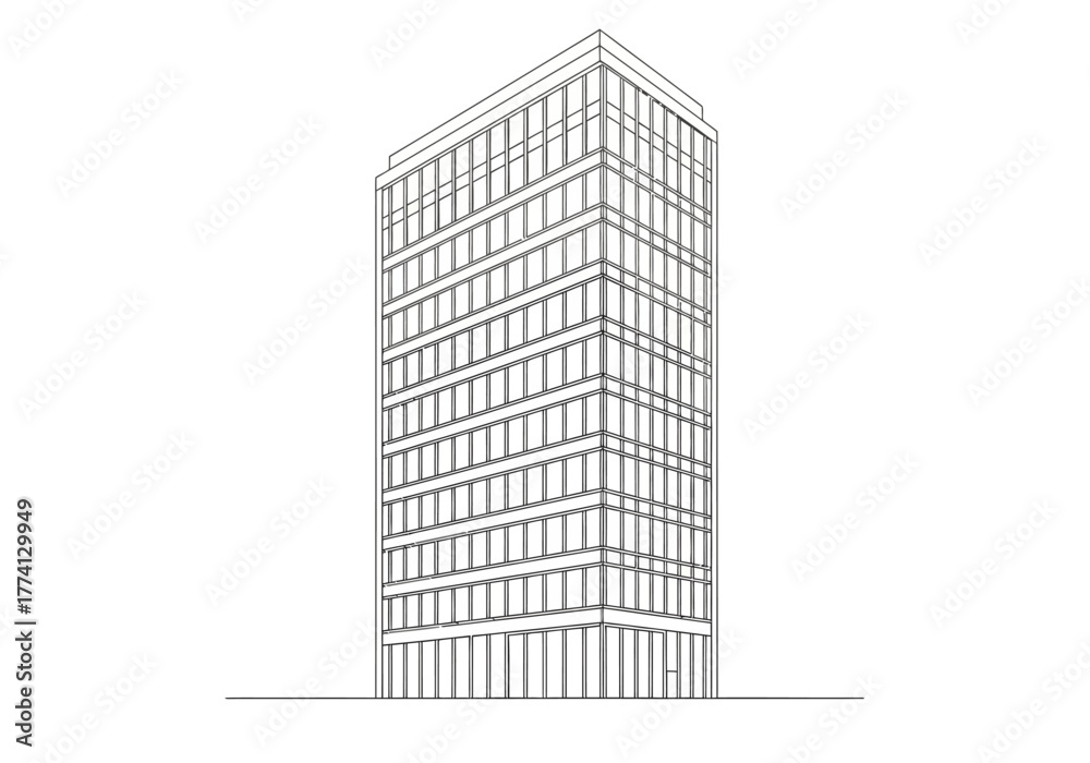 Fototapeta premium Architectural Elegance Minimalist Skyscraper Illustration