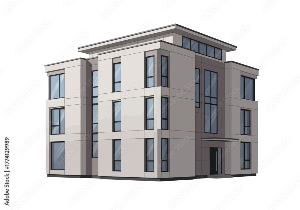 Fototapeta premium Architectural Elevation Modern Building with Clean Lines