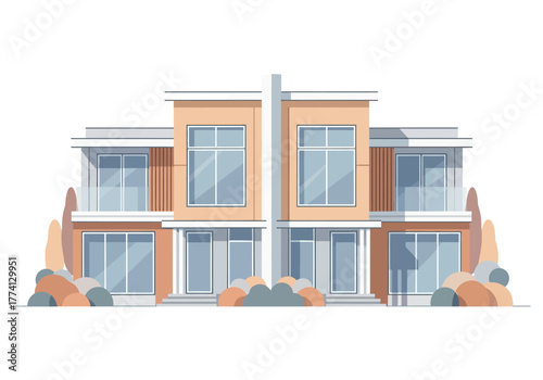 Duplex Housing Illustration A Modern Residential Building with Architectural Elegance