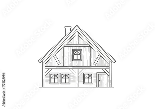 Cozy Timber Frame Cabin Illustration A Charming Architectural Drawing