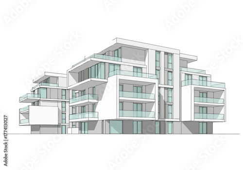 Modern Apartment Building Exterior Design - Architectural Visualization