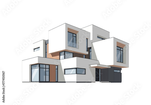 Modern Cubic House Design with Flat Roof and Geometric Architecture