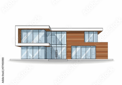 Modern Architecture A Sleek Home Design with Wood Accents and Glass Facade