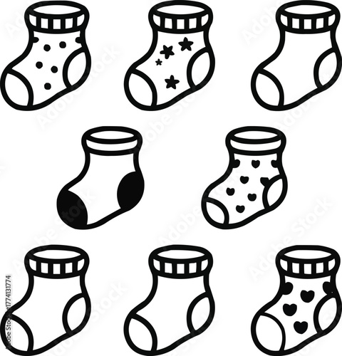 Baby Socks Vector Set  Cute Designs for Tiny Feet and Little Toes