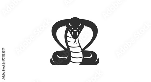 Stylized black cobra snake icon on white background symbol illustration