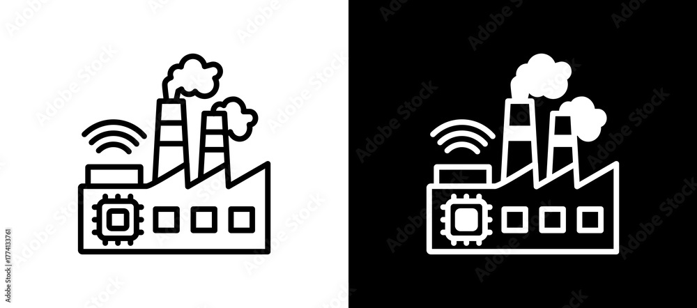 Obraz premium Smart Factory whiteblack icon