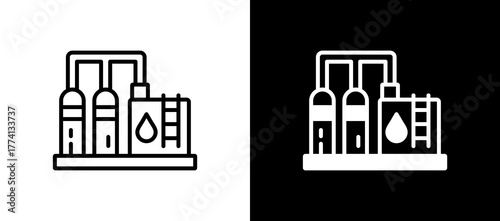 Oil Refinery whiteblack icon