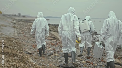 Scientists in Hazmat Suits Enter Biohazard Zone in Slow Motion 