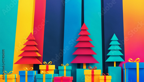 minimalist colorful christm...