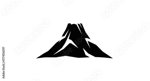 Black mountain silhouette on white background for design element or logo