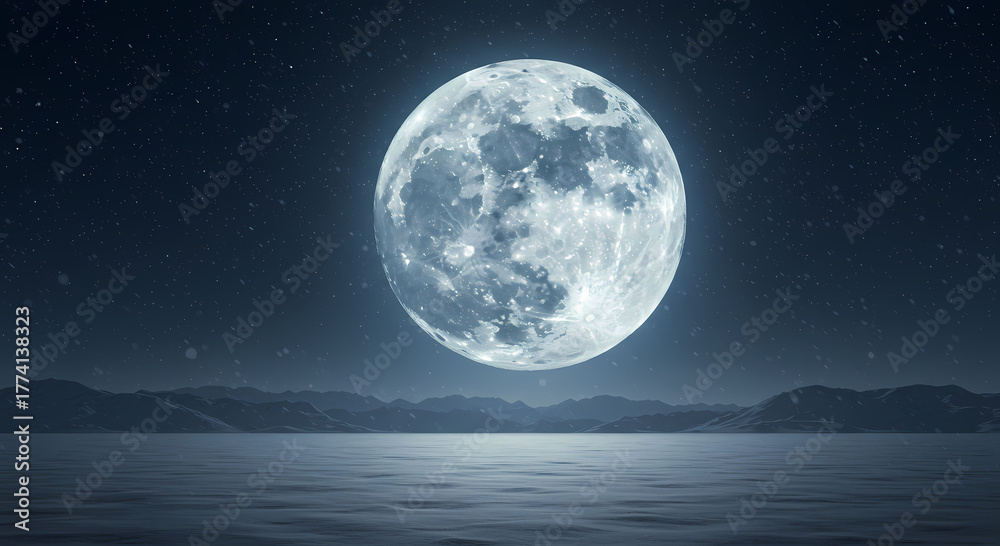 Fototapeta premium full moon over water