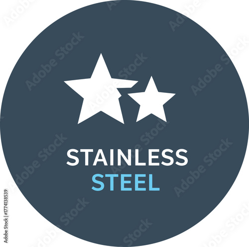 Premium quality stainless steel two stars symbol icon for excellence and durability vector