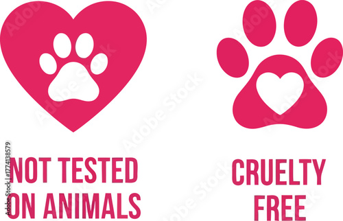 Cruelty free heart paw print not tested on animals symbol vector illustration vector