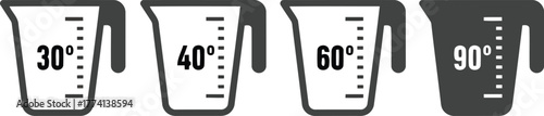 Measuring jugs with liquid levels indicated simple illustration kitchenware for cooking and baking vector