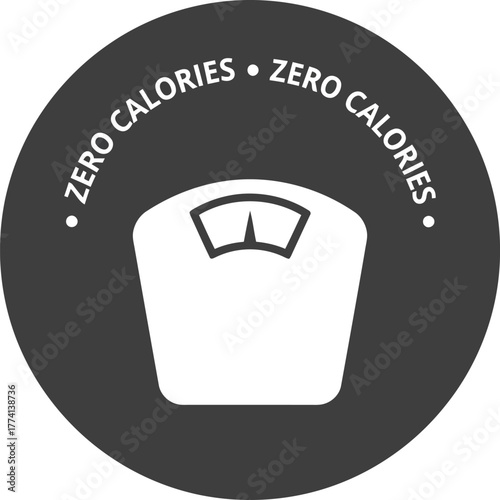 Icon of a scale with zero calories text for healthy lifestyle and diet concepts vector
