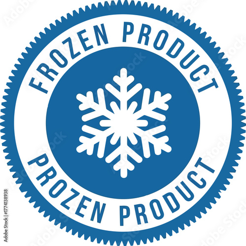 Premium frozen product stamp seal emblem with snowflake illustration for food quality assurance and certification vector