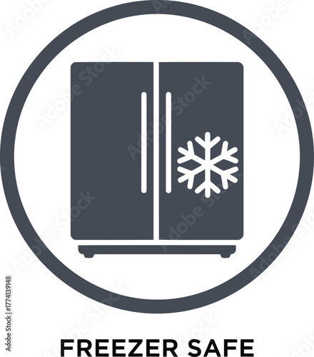 Modern double door refrigerator freezer safe icon with snowflake symbol clean design vector