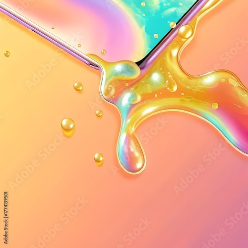 Holographic Liquid Texture Background 8K Seamless Rainbow Drip