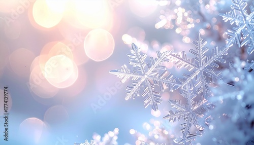 雪の結晶とキラキラの背景