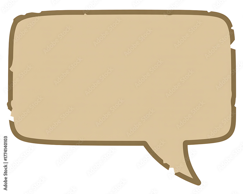 Naklejka premium A blank, tancolored speech bubble with a rough outline, ready for text