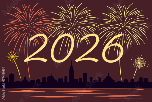 Spectacular Fireworks and Sparkler 2026 over a Vibrant City Skyline at Night