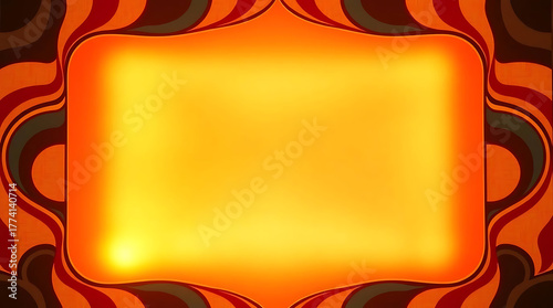 Retro frame with orange and brown swirls isolated on white background this vibrant design evokes a sense of nostalgia, perfect for adding a vintage touch to any project or design