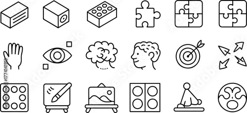 Creative Icon Set Diverse Collection of Design Elements for Various Conceptual Projects and Digital Artworks