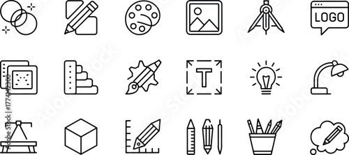 Graphic Design Icons Set for Creative Projects and Digital Media Illustrations Vector Art