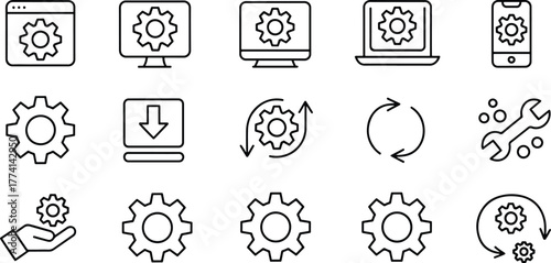Settings and Configuration Icons for Web and App Development a Seamless System Update Process