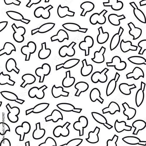 Plump linear shapes with rectangular legs create texture.