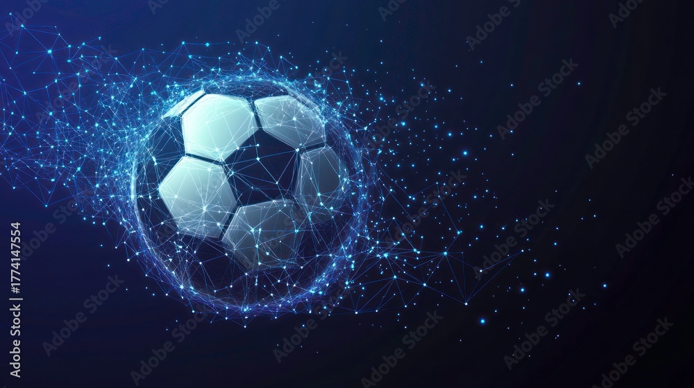 Fototapeta premium Soccer ball, abstract design, polygonal, digital art