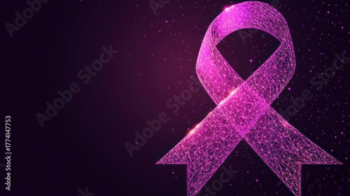 Wallpaper Mural Pink ribbon, polygonal design, awareness Torontodigital.ca