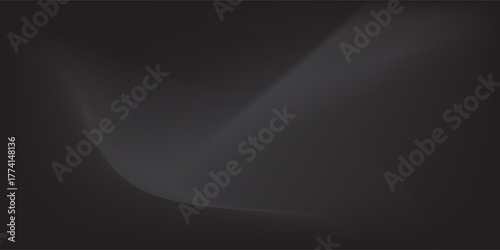 Black dark gray abstract elegant background. Drapery. Curtain. Fabric material. Soft folds. Wave stripe line. Gradient. Empty space. Design. Template.