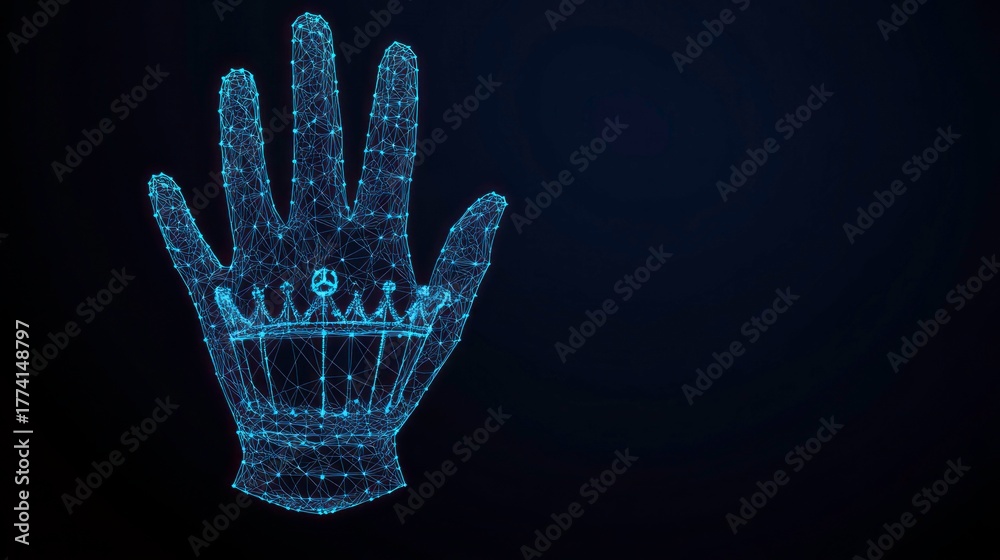 Naklejka premium Hand with crown, polygonal design