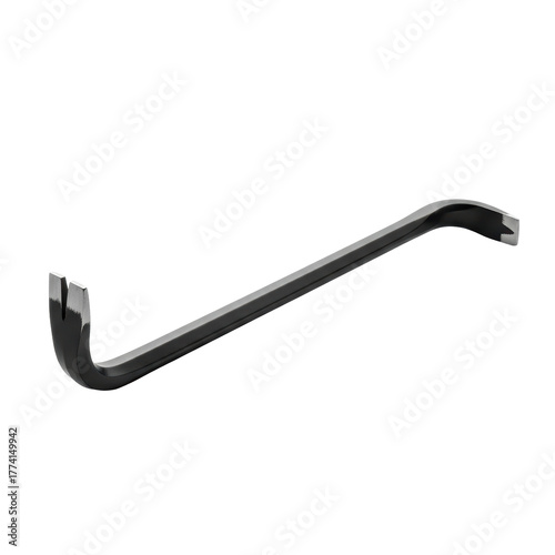 Heavy duty black metal crowbar, a versatile hand tool for construction and demolition