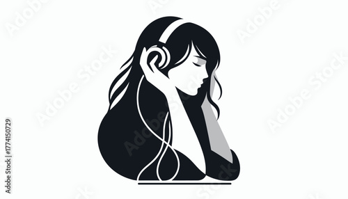 Stylish woman enjoys music with modern headphones