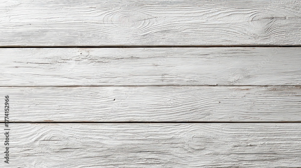 Fototapeta premium Aged White Painted Wood Planks with Crackled Texture Horizontal Background Revealing Dark Underside in Bright Light and Rustic Charm