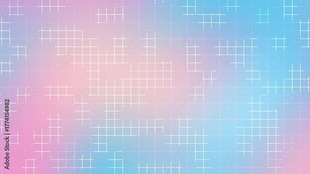 Soft pastel pink and blue gradient background with white geometric grid lines creating a futuristic modern design perfect for Easter celebration digital art or elegant minimalist projects