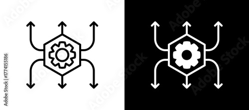 Supply Chain Network whiteblack icon