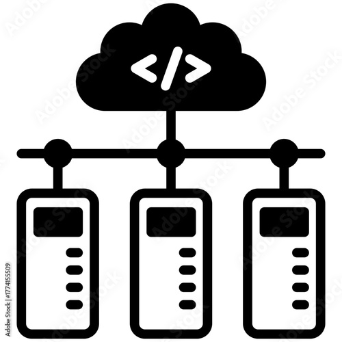 Data Hub Icon, Glyph Mini Illustration Relate To Industry 4-0. Use For Modern Concept, Ui, Ux Web And App Development.