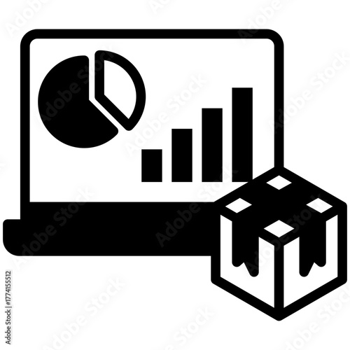 Data Visualization Icon, Glyph Mini Illustration Relate To Industry 4-0. Use For Modern Concept, Ui, Ux Web And App Development.