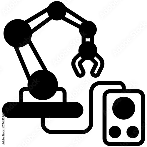 Machine Control Icon, Glyph Mini Illustration Relate To Industry 4-0. Use For Modern Concept, Ui, Ux Web And App Development.